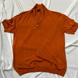100% Silk Men's Orange Polo Shirt